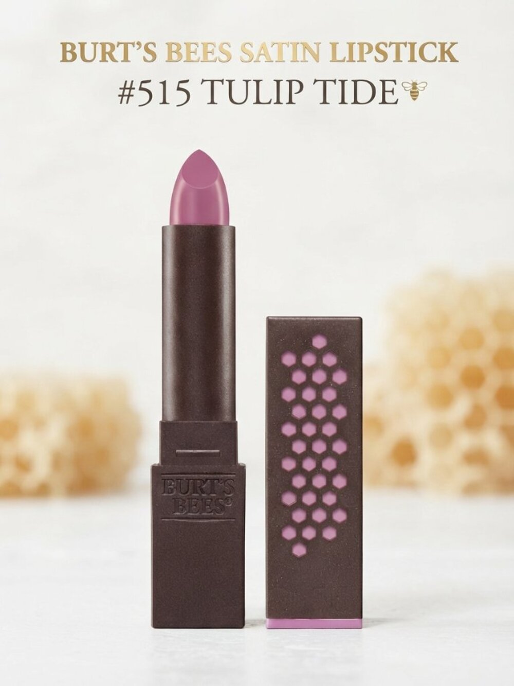 Burt's Bees Satin Lipstick #515 Tulip Tide 3.4g New